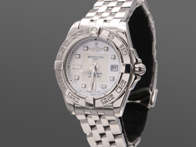 SÅLD - Breitling Galactic 32 MOP med diamanter, Full set, perfekt skick