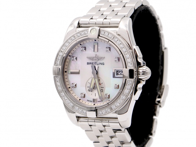 SÅLD - Breitling Galactic 36, MOP dia, dia bezel - Nyservad, full set
