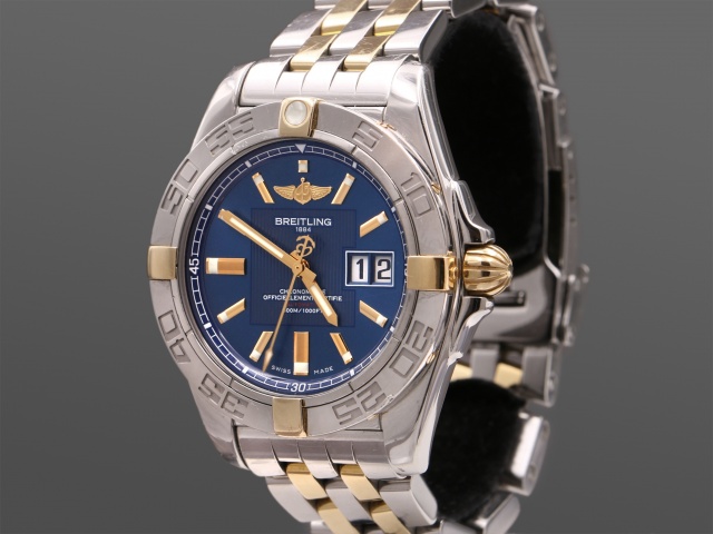SÅLD - Breitling Galactic 41 Big Date Guld/Stål, Full set 2011