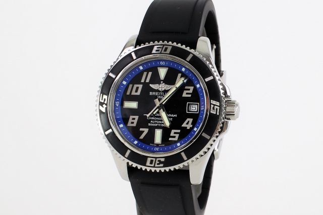 SÅLD - Breitling Superocean 42, blå ring, Diver Pro II med viklås