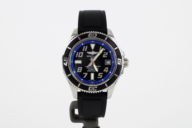 SÅLD - Breitling Superocean 42, blå ring, Diver Pro II med viklås