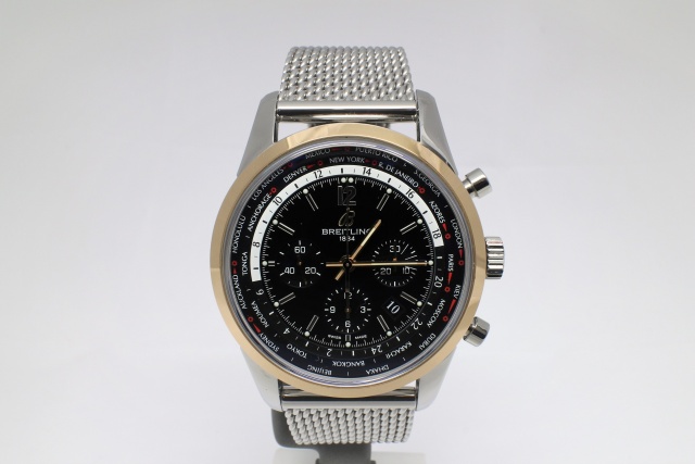 SÅLD - Breitling Transocean Unitime Pilot Guld/Stål, Nyskick!