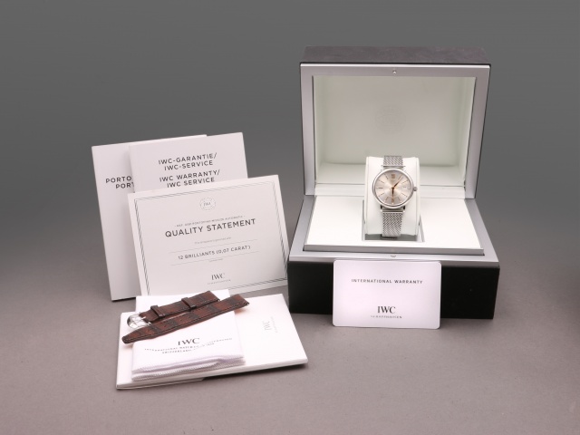SÅLD - IWC Portofino Automatic 37 mm diamantindex, Full set, Svensksåld 2016