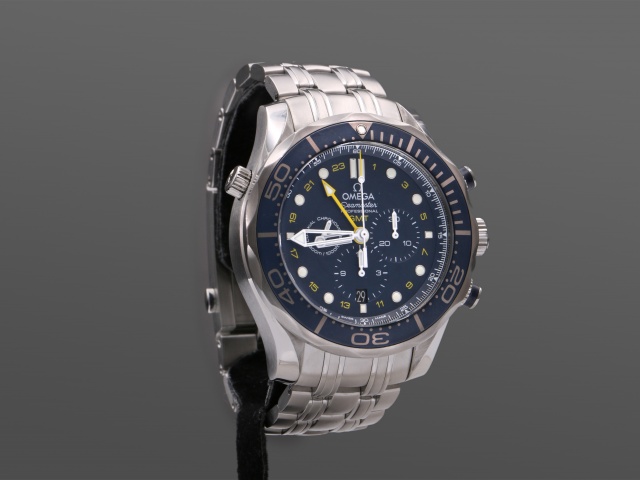SÅLD - Omega Seamaster Diver 300M GMT Chrono, Full set 2019, Mint