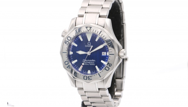 SÅLD - Omega Seamaster 300M Quartz Electric Blue 36mm, Full set, nytt batteri -19