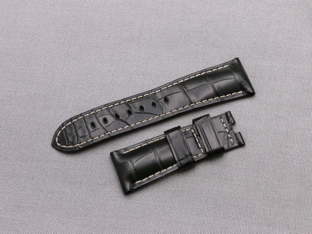 SÅLT - Panerai läderband, Krokodil, Svart, 26/22mm