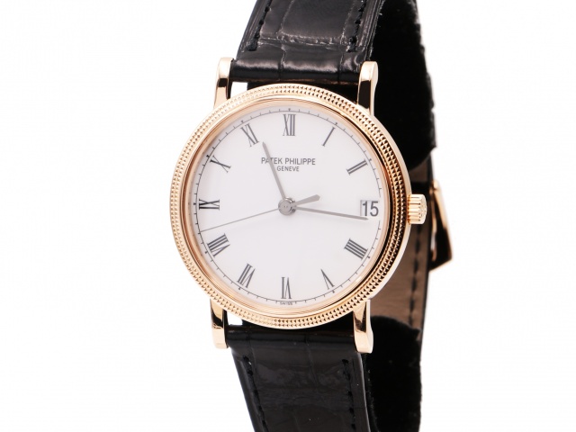 SÅLD - Patek Philippe Calatrava 18 karat guld - Nyservad, full set