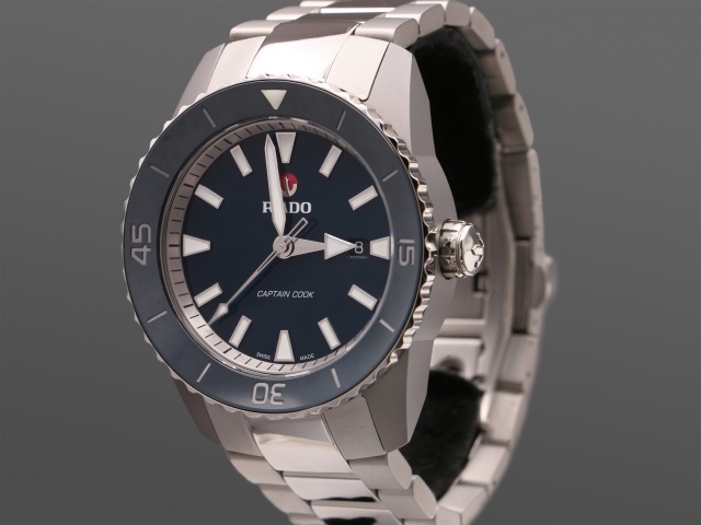 SÅLD - Rado Captain Cook XL 45mm Tygband + länk, Nyskick, Full set