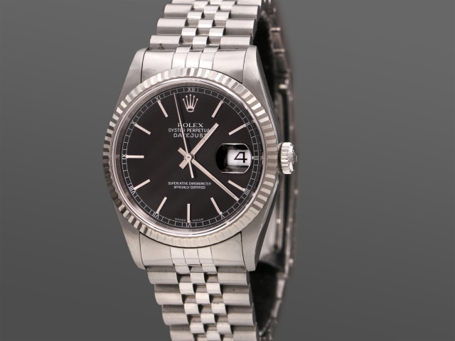 SÅLD - Rolex Datejust 36 Stål/Vitguld, Full set SE 1997