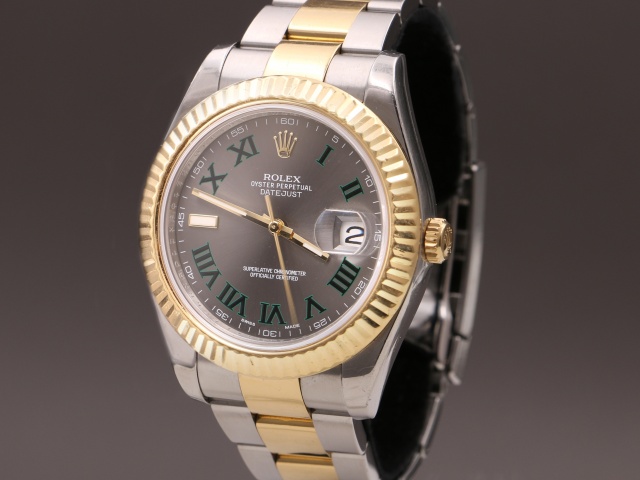 SÅLD - Rolex Datejust II 41mm Stål/Guld Wimbledon, Full set 2011