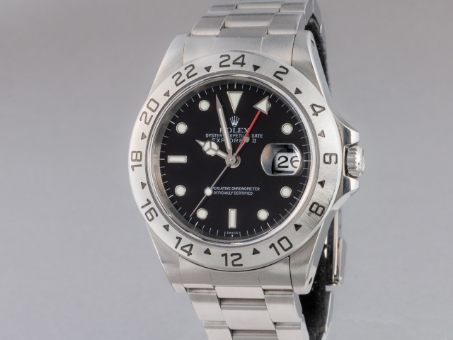 SÅLD - Rolex Explorer II Svart tavla 16570, Full set