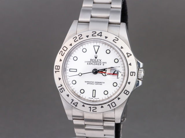 SÅLD - Rolex Explorer II Vit tavla 16570, Full set, servad 2015