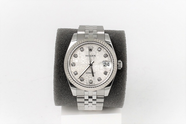 SÅLD - Rolex Lady 31 mm Datejust, diamantindex, Full set, -13, Nyskick